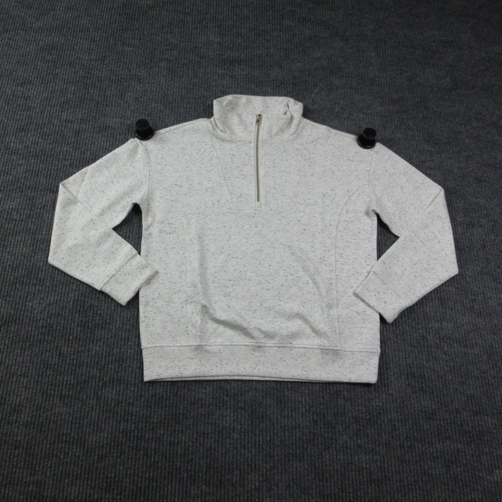 Maurices Sweatshirt Pullover Womens S White Spotted 1/4 Zip Mock Neck NWT